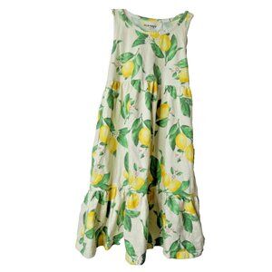 Old Navy Dress Childs M (8 Yrs) White Yellow Lemons Pockets Sleeveless Cotton